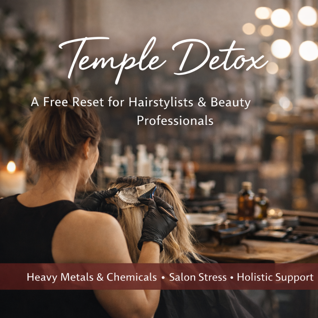   The Temple Detox is a free, gentle, and intentional reset created specifically for hairstylists, head spa practitioners, estheticians, and beauty pros.